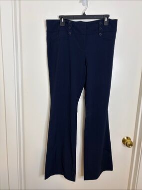 Joe B Dark Navy Boot-Cut Pants with Button Waist